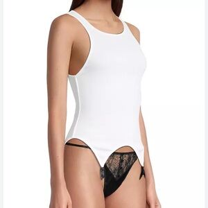 Kiki de montparnasse garter crew neck muscle tee tank top white cotton silver M